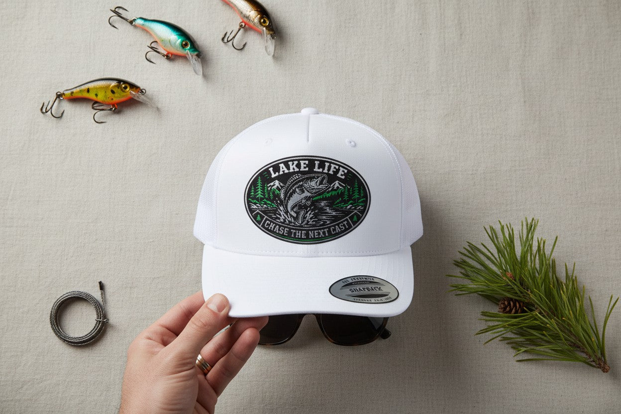 Lake Life Trucker Hat | Custom Bass Fishing Patch Cap